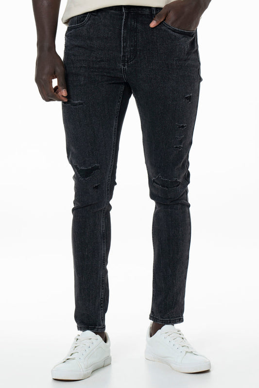 Rf10 Rip & Repair Skinny Denim Jeans Black Wash
