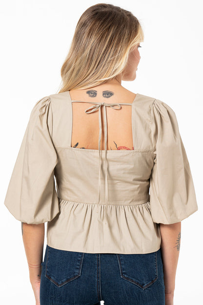 Puff Sleeve Top Stone