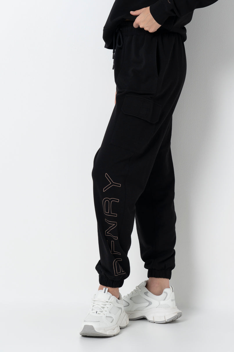 Relaxed Cargo Track Pants Black