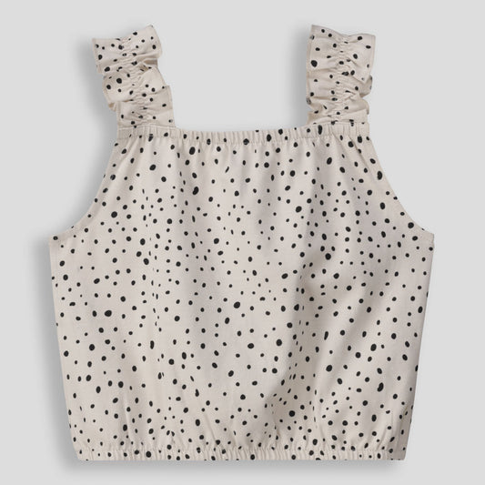 Girls Frill Sleeve Top Stone