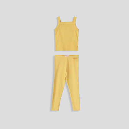 Girls Ribbed Leggings Yellow