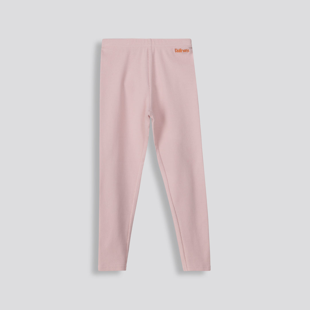 Girls Ribbed Leggings Stone