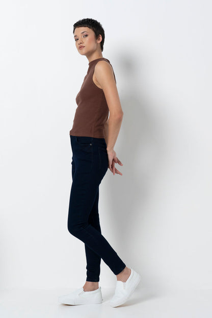 Rf09 Hi Waisted Skinny Jeans Dark Wash