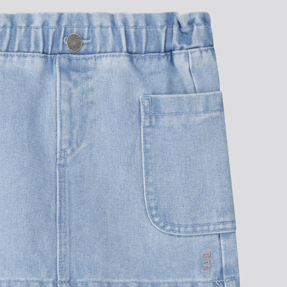 Girls Denim Cargo Skirt Blue Denim