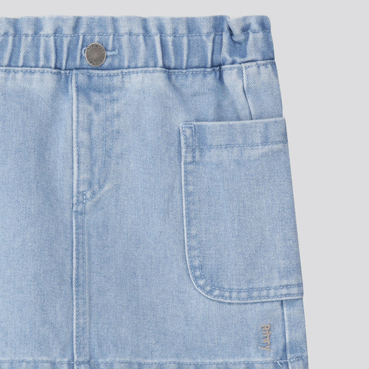 Girls Denim Cargo Skirt Blue Denim