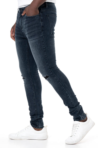 Rf10 Rip & Repair Skinny Denim Jeans Dark Blue