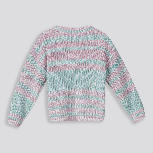 Girls Striped Jumper Purple