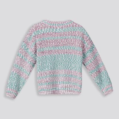 Girls Striped Jumper Purple