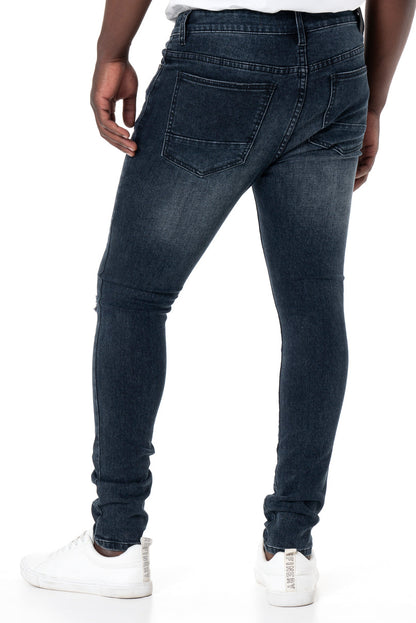 Rf10 Rip & Repair Skinny Denim Jeans Dark Blue