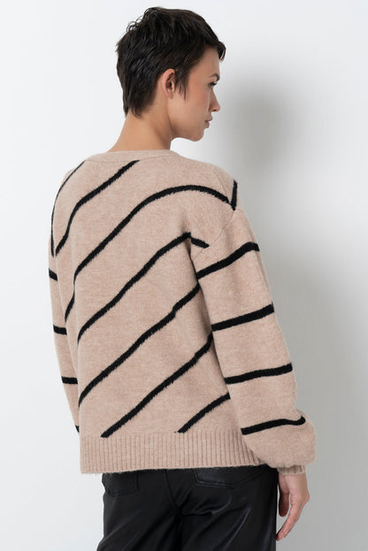 Striped Cardigan Taupe