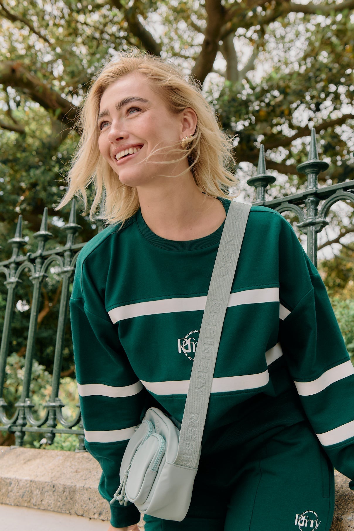 Striped Crewneck Sweatshirt Green