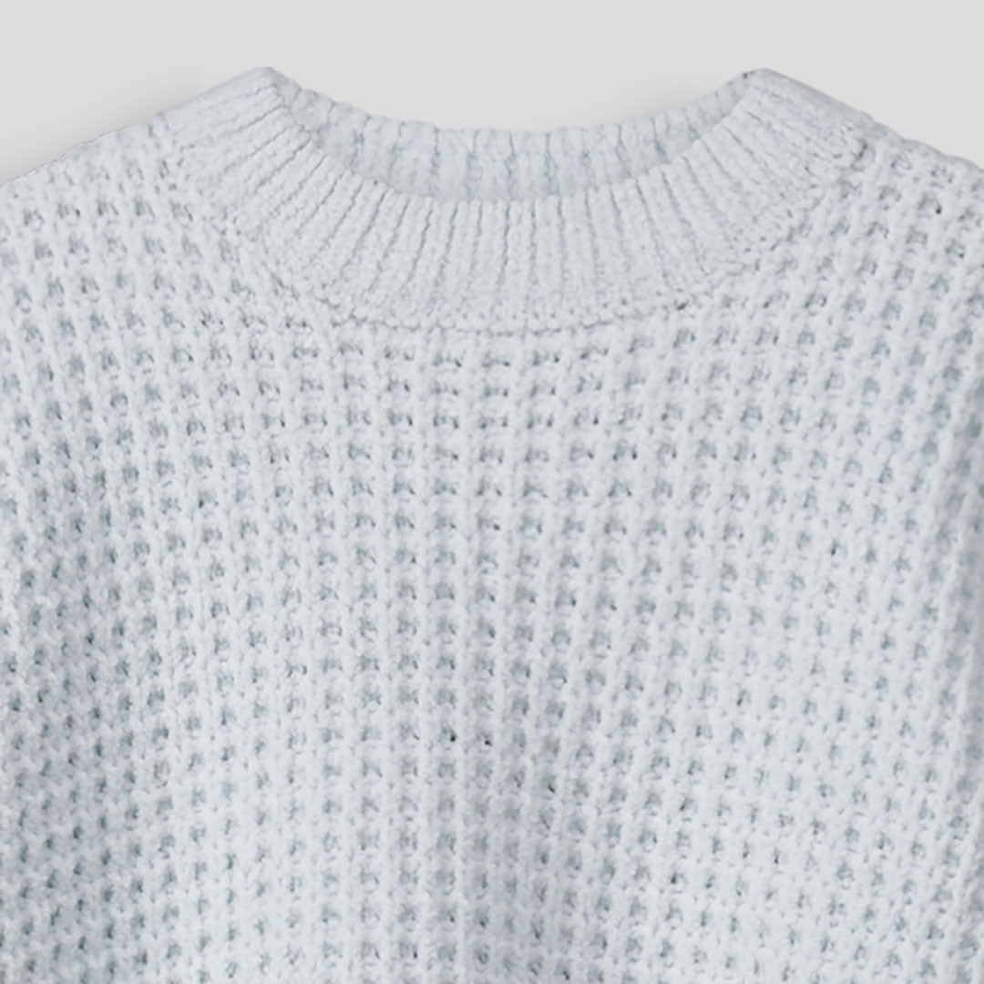 Girls Waffle Jumper Light Blue