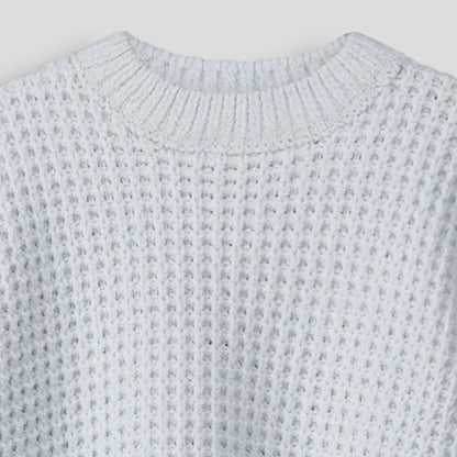 Girls Waffle Jumper Light Blue