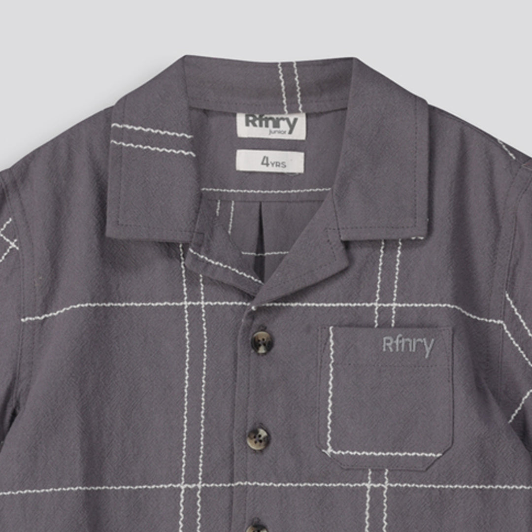 Boys Printed Shirt Charcoal