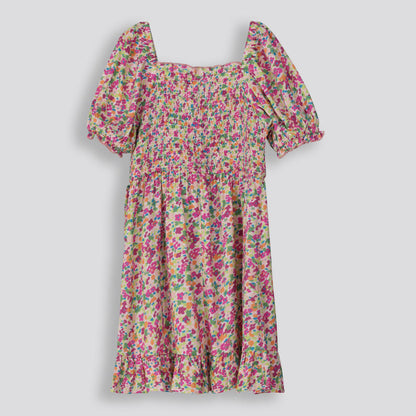 Girls Short Mockwrap Dress Multi
