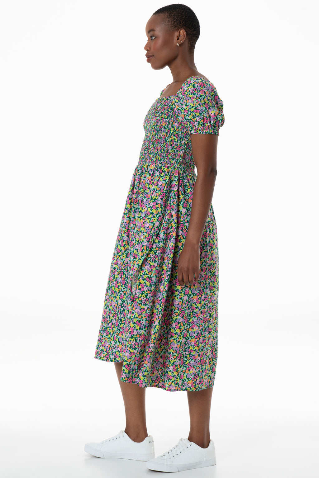 Puff Sleeve Dress Green