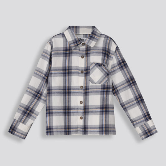 Boys Check Shirt Taupe