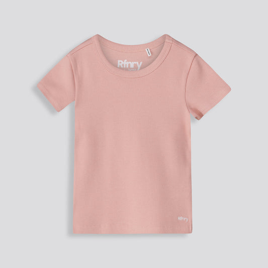Girls Ribbed Tee Rose