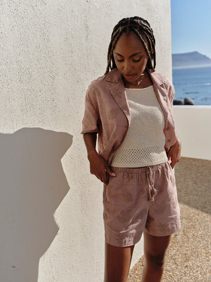 Embroidered Shorts Brown
