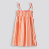 Girls Shirred Short Dress Multi Stripe