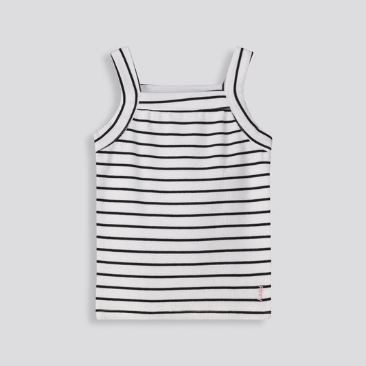 Girls Stripe Ribbed Tank Optic White