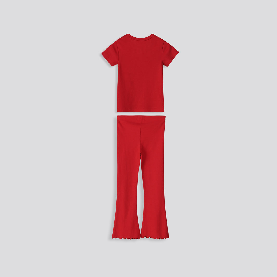 Girls Ribbed Tee Red