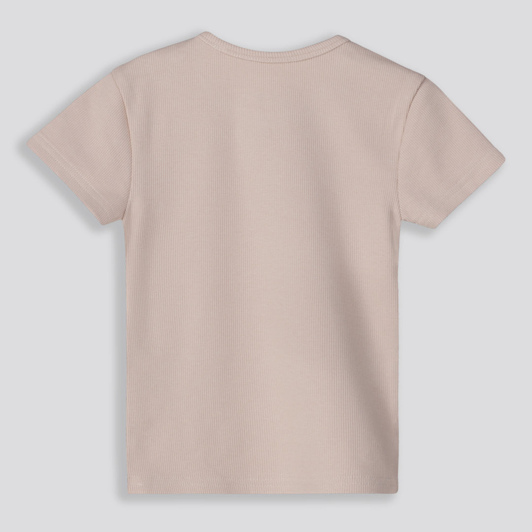 Girls Ribbed Tee Stone