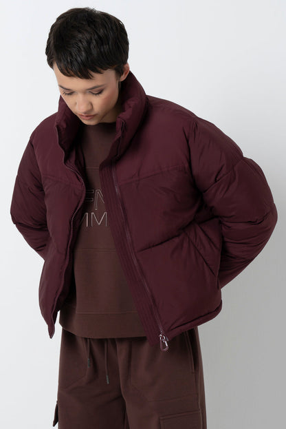 Quilted Puffer Jacket Burgundy