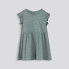 Girls Flutter Sleeve Dress Green