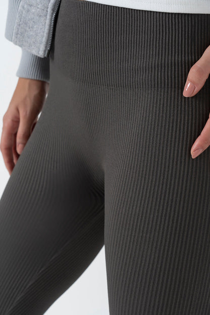 Seamless Rib Leggings Charcoal