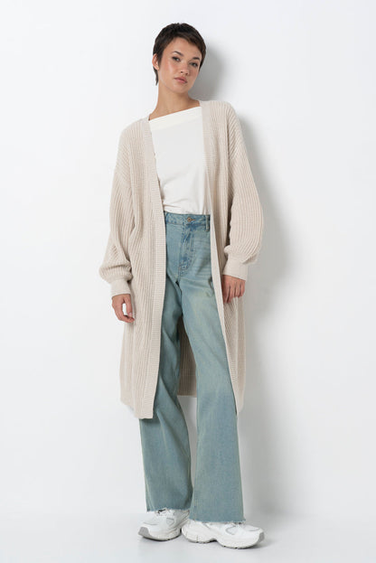 Long Knit Cardigan Nude