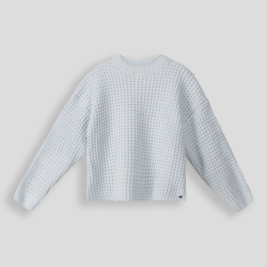 Girls Waffle Jumper Light Blue