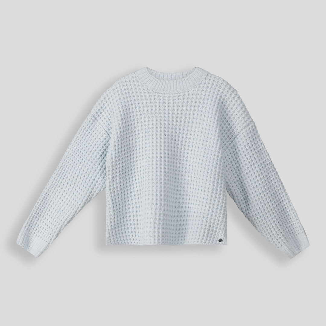 Girls Waffle Jumper Light Blue