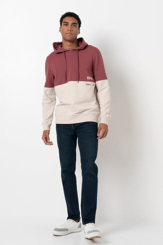 Colorblock Hoodie Wine