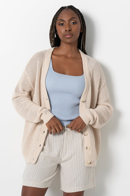 Relaxed Knit Cardigan Natural