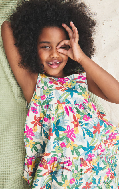 Girls Short Tiered Dress Multi