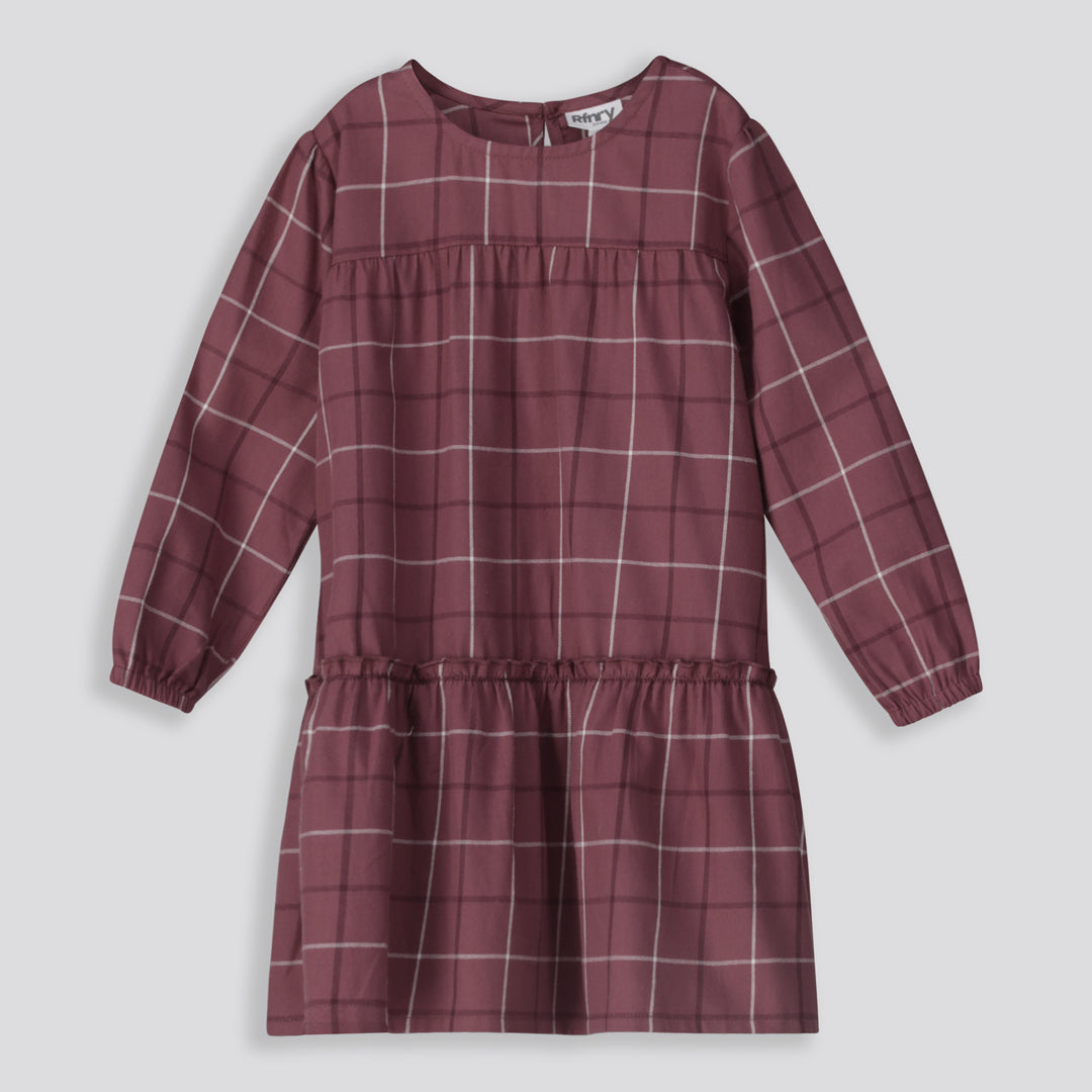 Girls Flannel Dress Mauve