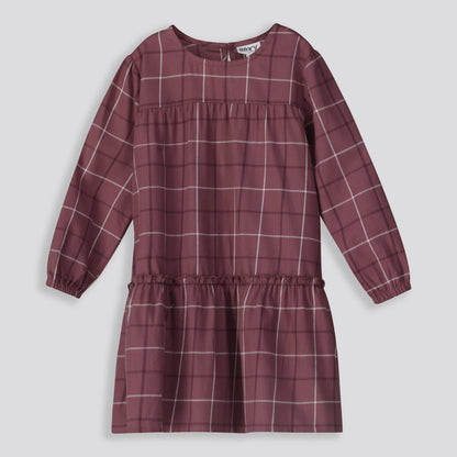 Girls Flannel Dress Mauve
