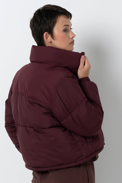 Quilted Puffer Jacket Burgundy
