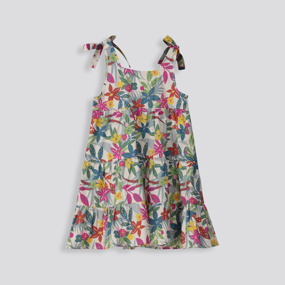 Girls Short Tiered Dress Multi