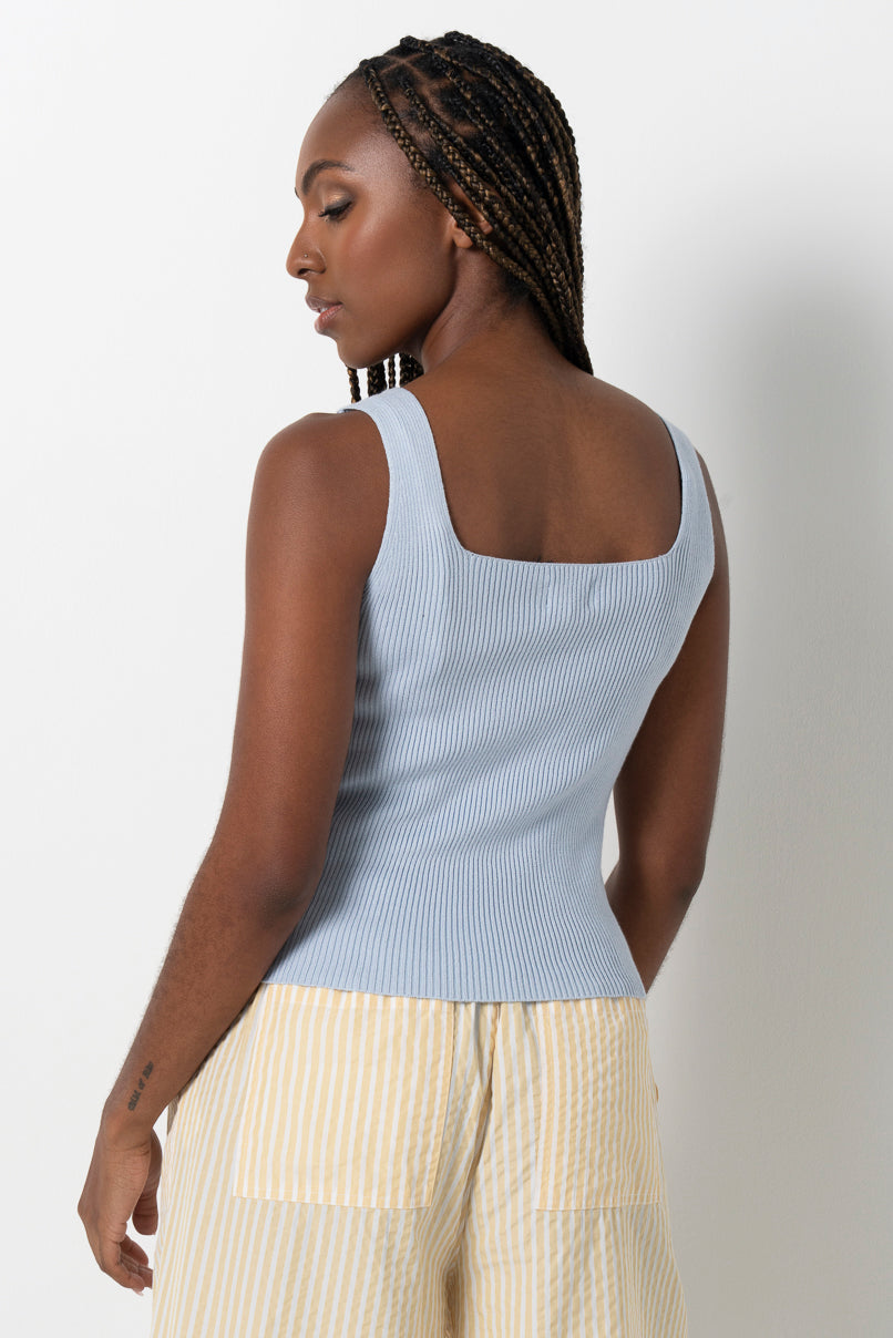 Square Neck Top Blue