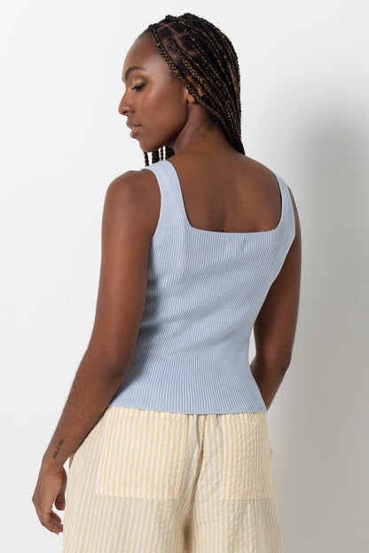 Square Neck Top Blue