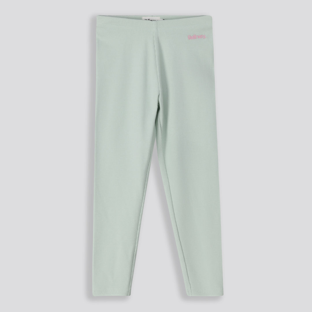 Girls Ribbed Leggings Green