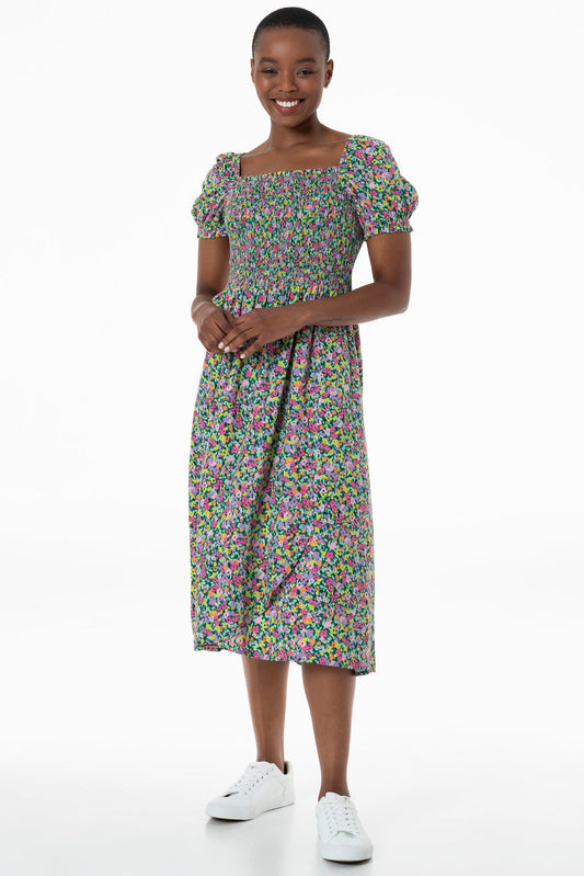 Puff Sleeve Dress Green