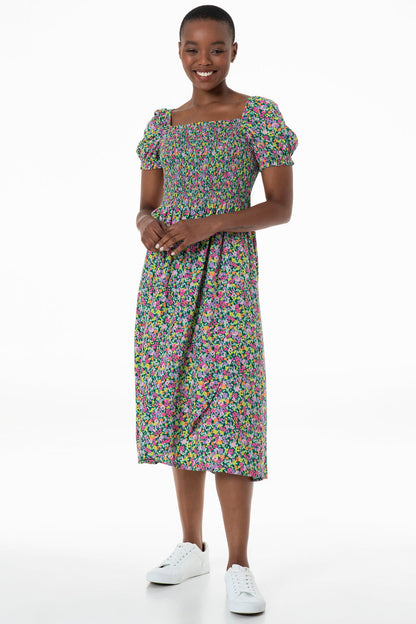 Puff Sleeve Dress Green