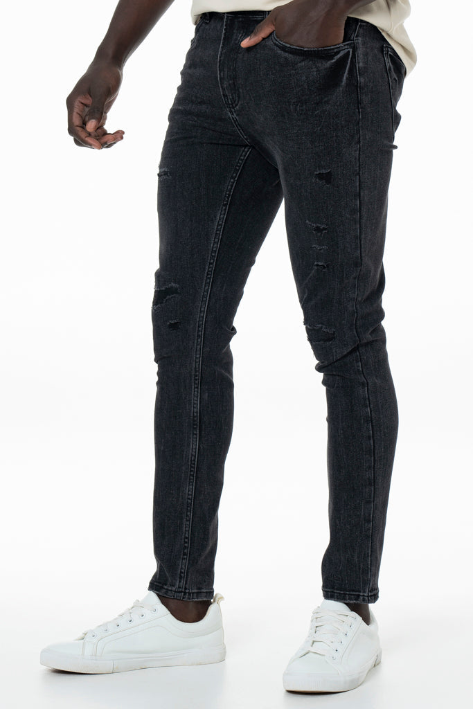 Rf10 Rip & Repair Skinny Denim Jeans Black Wash