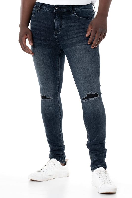 Rf10 Rip & Repair Skinny Denim Jeans Dark Blue