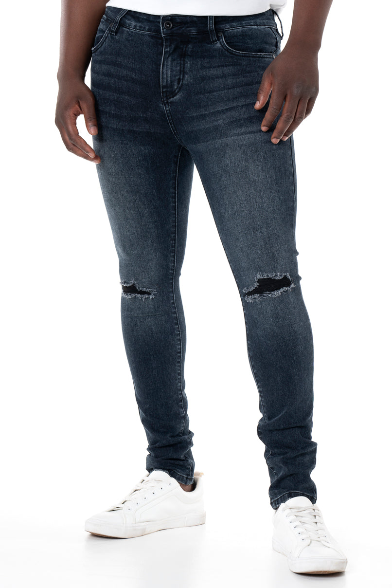 Rf10 Rip & Repair Skinny Denim Jeans Dark Blue