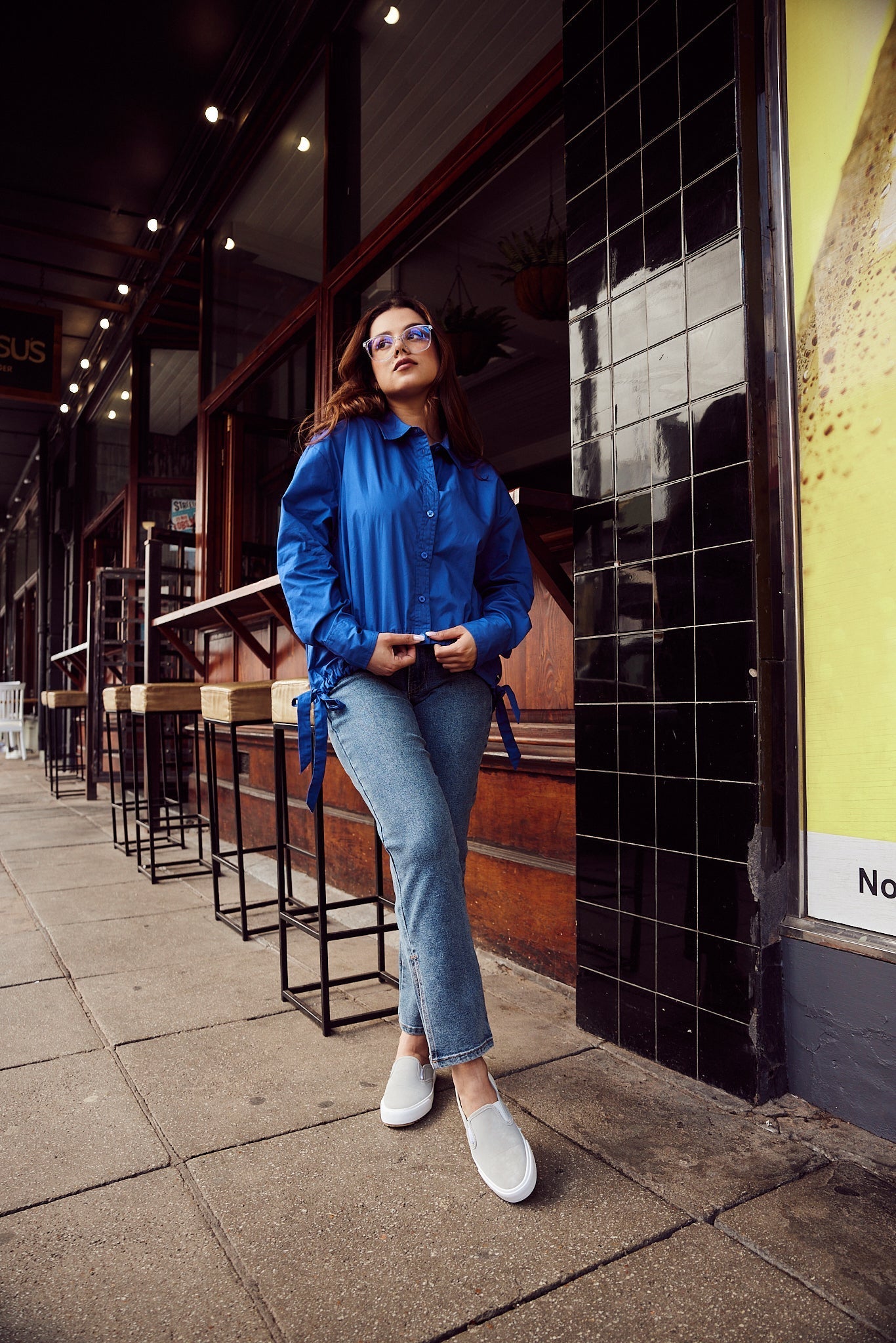 Drawstring Shirt Blue