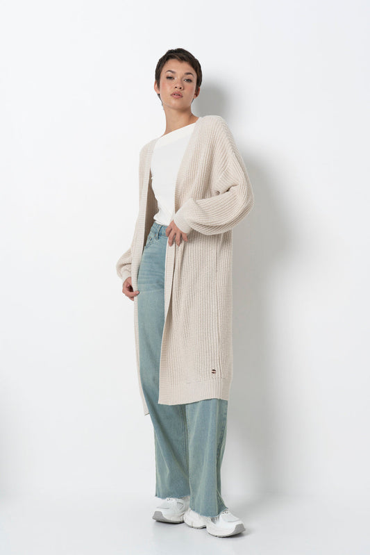 Long Knit Cardigan Nude